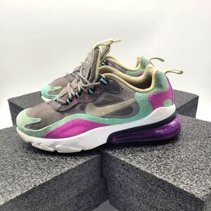 Nike Air Max 270 React Big Kid's 4Y Shoes Gunsmoke Aurora HyperViolet bq0103-007